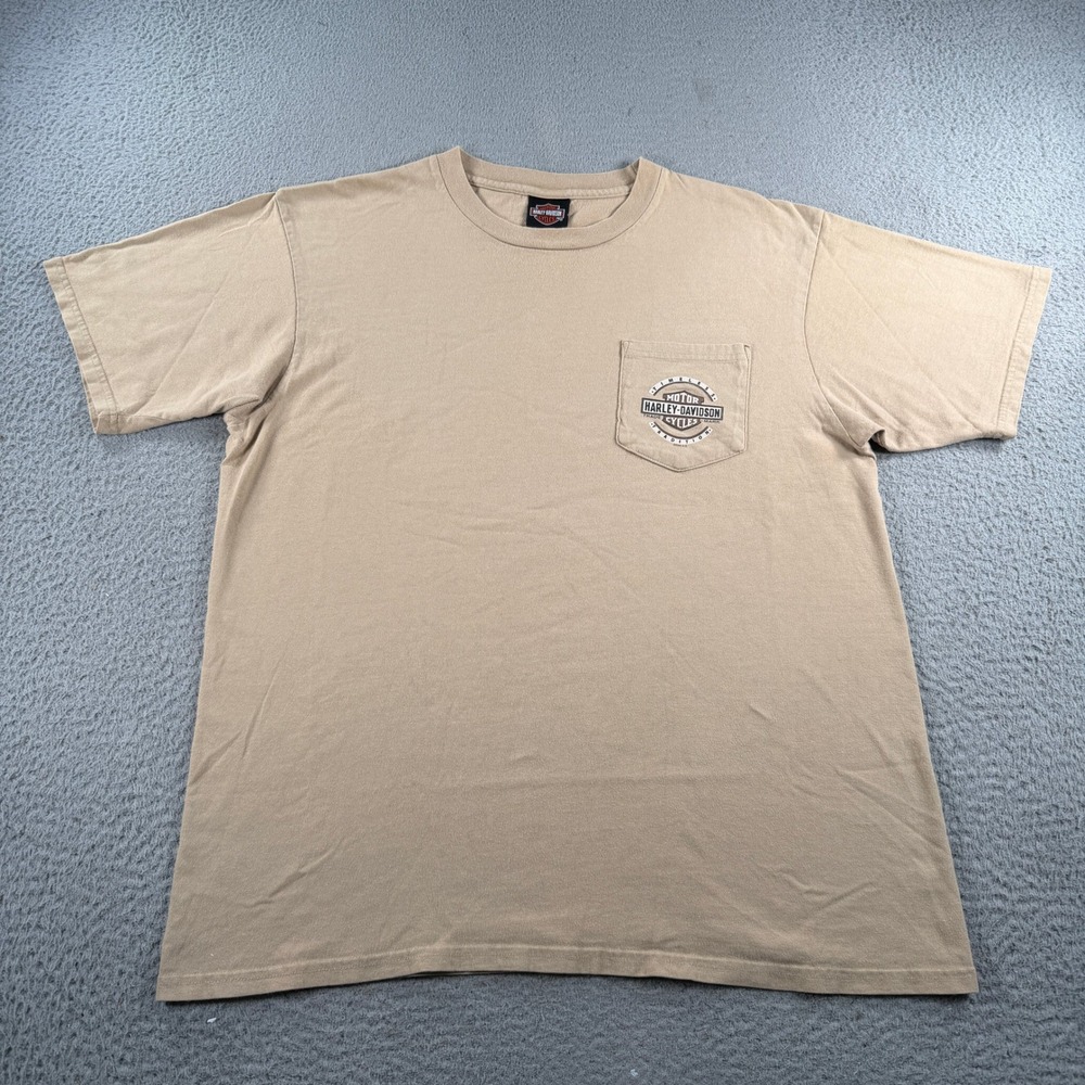 Vintage Harley Davidson Shirt Mens XL Orlando Florida Tan Pocket Tee 2006